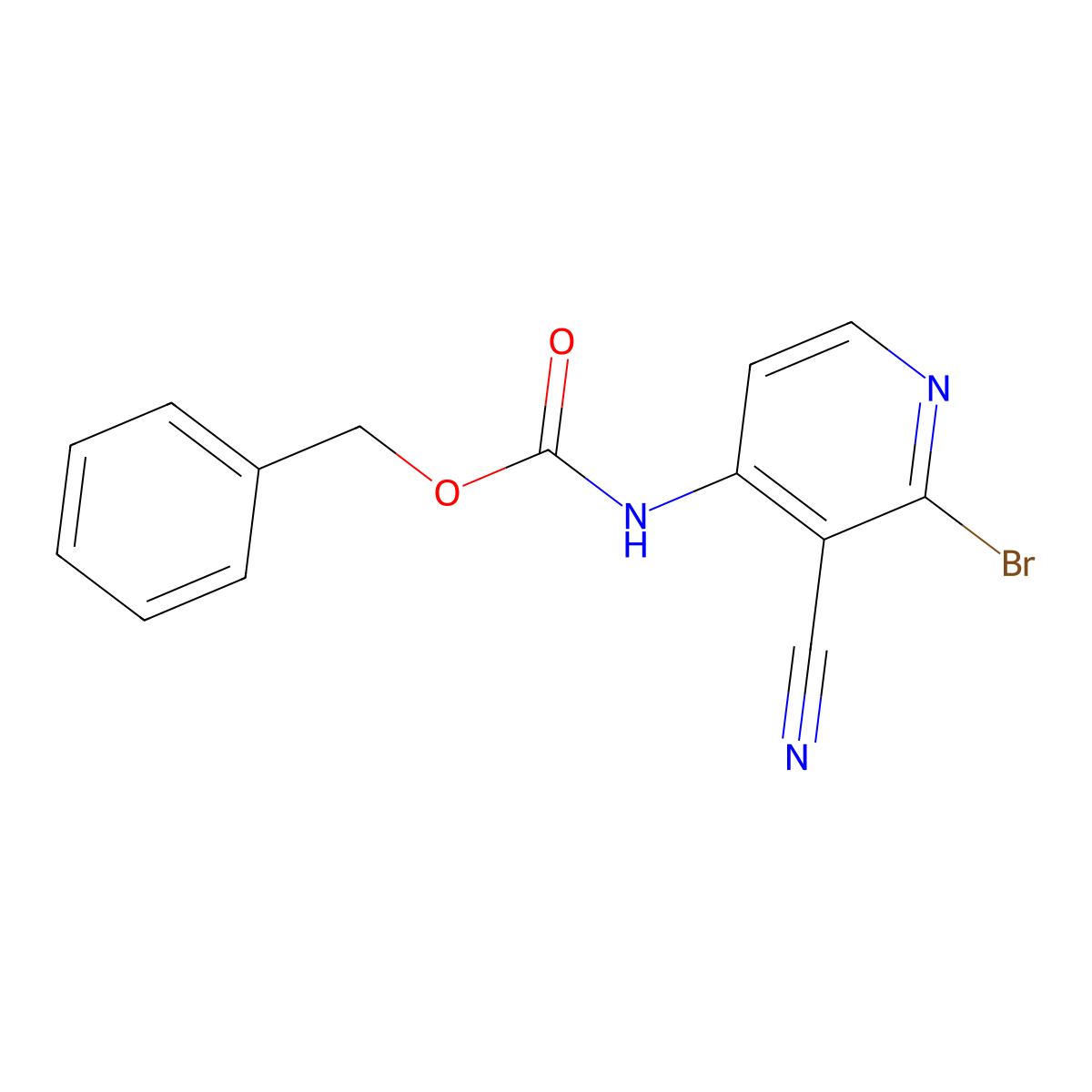 benzyl N-(2-bromo-3-cyanopyridin-4-yl)carbamate molecular structure, CAS 2680837-01-6