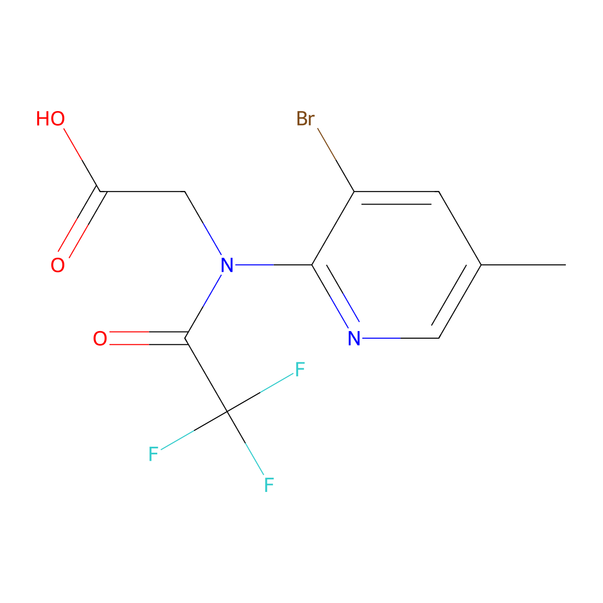 2-[N-(3-bromo-5-methylpyridin-2-yl)-2,2,2-trifluoroacetamido]acetic acid molecular structure, CAS 2680837-08-3