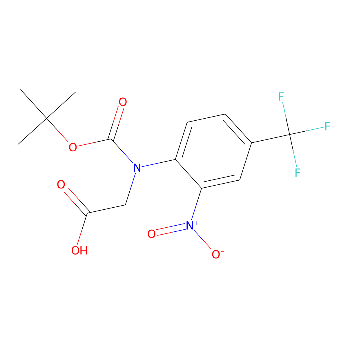 2-{[(Tert-butoxy)carbonyl][2-nitro-4-(trifluoromethyl)phenyl]amino}acetic acid molecular structure, CAS 2680837-11-8