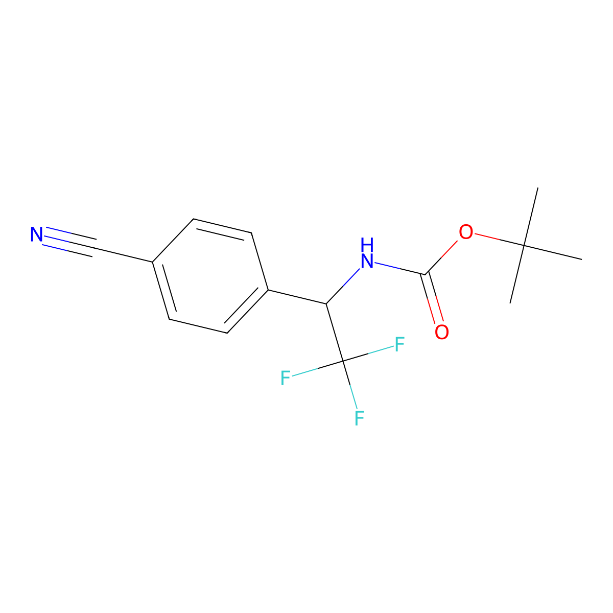 tert-butyl N-[1-(4-cyanophenyl)-2,2,2-trifluoroethyl]carbamate molecular structure, CAS 2680837-20-9