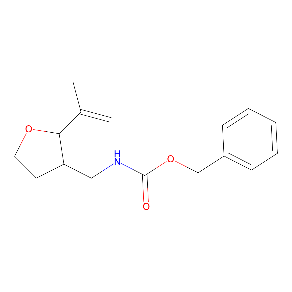 benzyl N-{[2-(prop-1-en-2-yl)oxolan-3-yl]methyl}carbamate molecular structure, CAS 2680837-25-4
