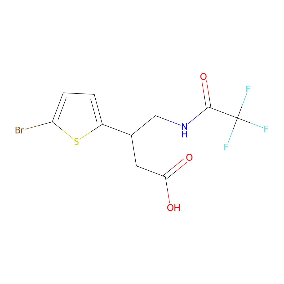 3-(5-Bromothiophen-2-yl)-4-(2,2,2-trifluoroacetamido)butanoic acid molecular structure, CAS 2680837-33-4