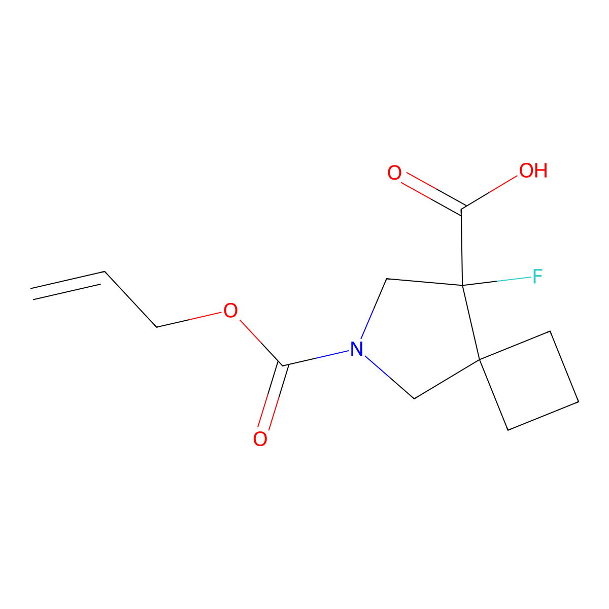 8-Fluoro-6-[(prop-2-en-1-yloxy)carbonyl]-6-azaspiro[3.4]octane-8-carboxylic acid molecular structure, CAS 2680837-36-7