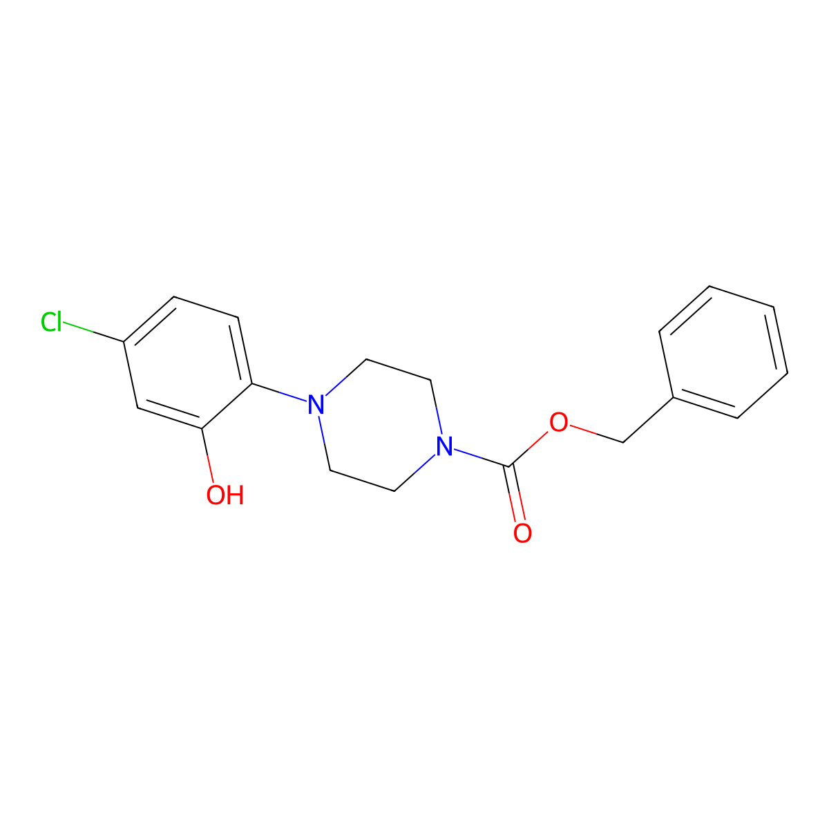 Benzyl 4-(4-chloro-2-hydroxyphenyl)piperazine-1-carboxylate molecular structure, CAS 2680837-38-9