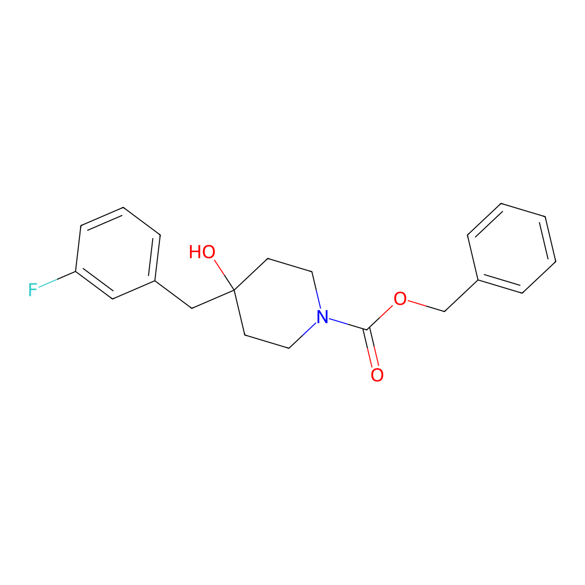 Benzyl 4-[(3-fluorophenyl)methyl]-4-hydroxypiperidine-1-carboxylate molecular structure, CAS 2680837-39-0