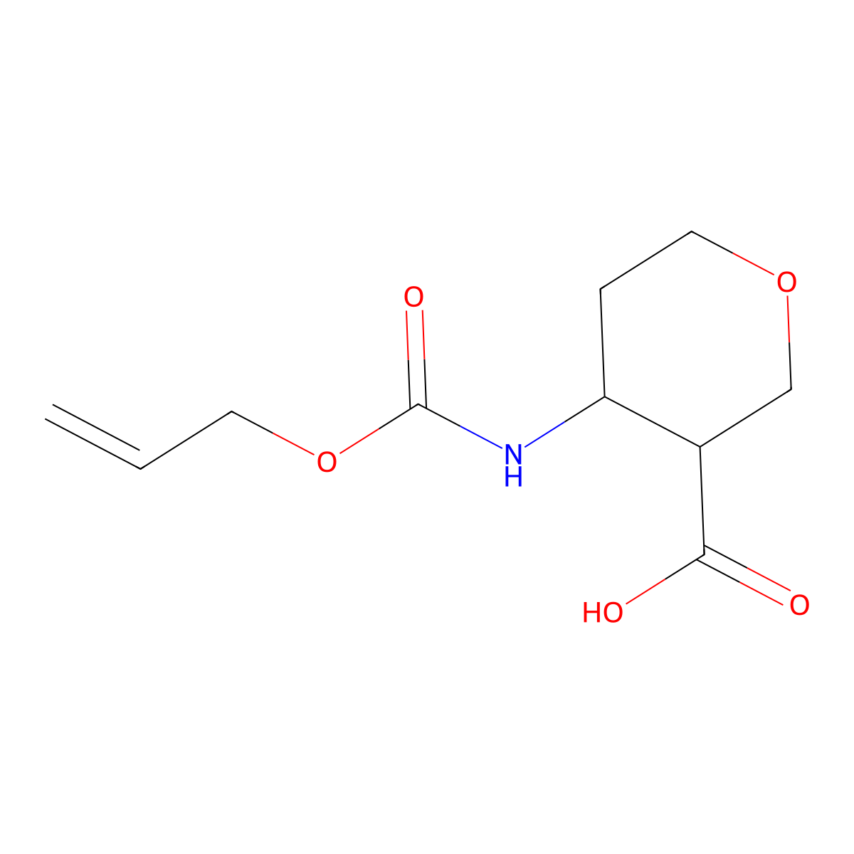 4-{[(Prop-2-en-1-yloxy)carbonyl]amino}oxane-3-carboxylic acid molecular structure, CAS 2680837-41-4