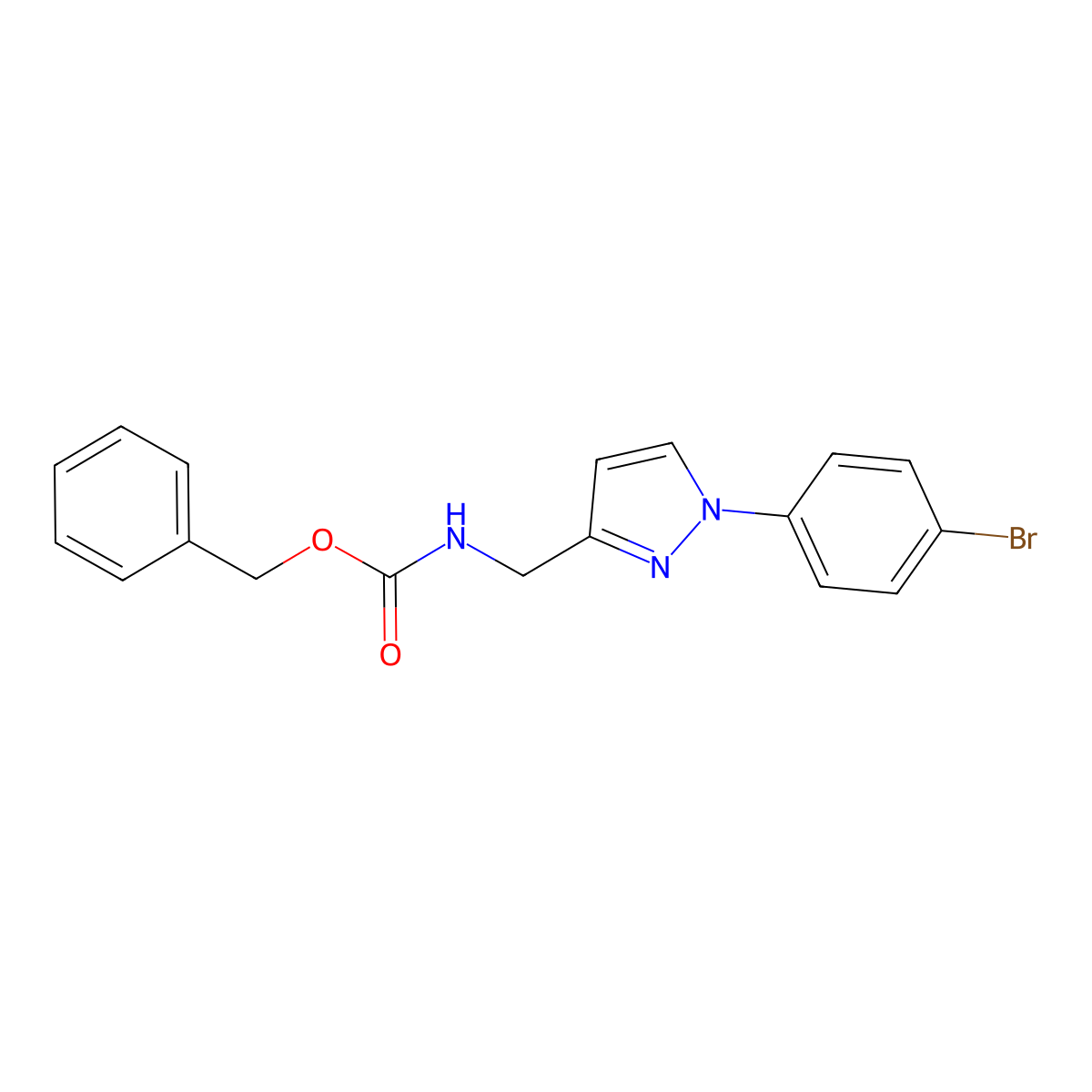 benzyl N-{[1-(4-bromophenyl)-1H-pyrazol-3-yl]methyl}carbamate molecular structure, CAS 2680837-43-6