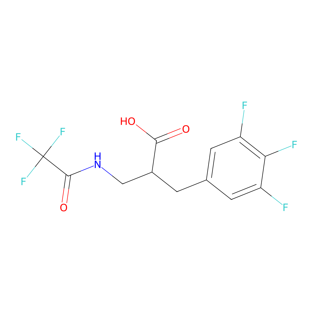 3-(2,2,2-Trifluoroacetamido)-2-[(3,4,5-trifluorophenyl)methyl]propanoic acid molecular structure, CAS 2680837-47-0