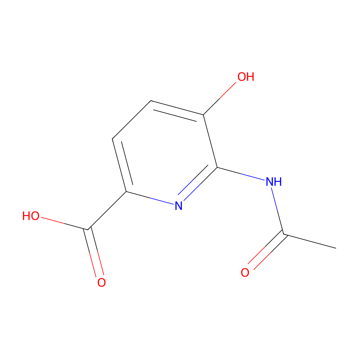 6-Acetamido-5-hydroxypyridine-2-carboxylic acid molecular structure, CAS 2680837-53-8