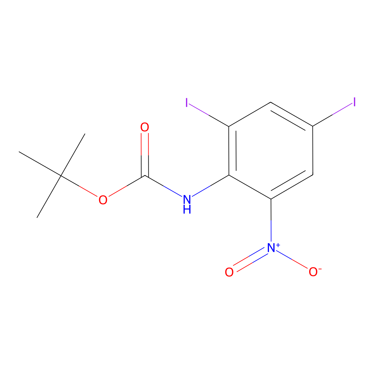 tert-butyl N-(2,4-diiodo-6-nitrophenyl)carbamate molecular structure, CAS 2680837-64-1
