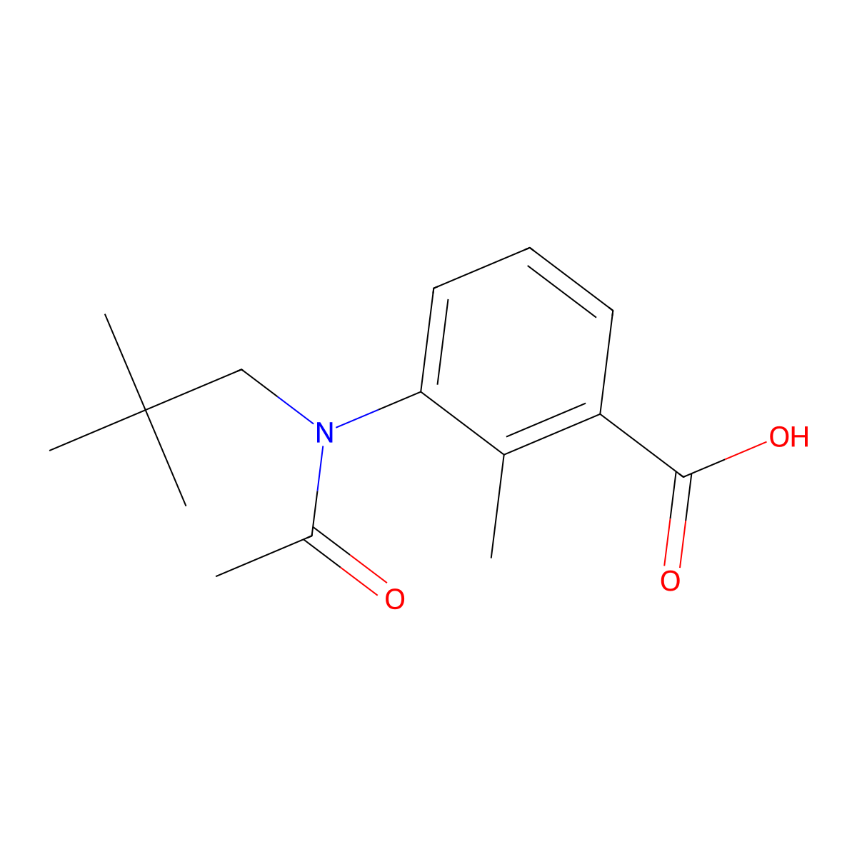 3-[N-(2,2-dimethylpropyl)acetamido]-2-methylbenzoic acid molecular structure, CAS 2680837-69-6