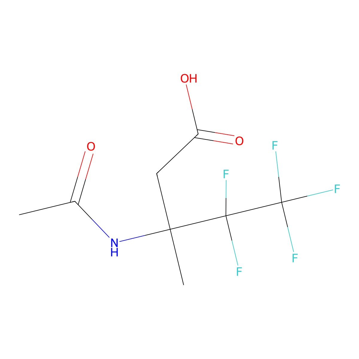 3-Acetamido-4,4,5,5,5-pentafluoro-3-methylpentanoic acid molecular structure, CAS 2680837-75-4