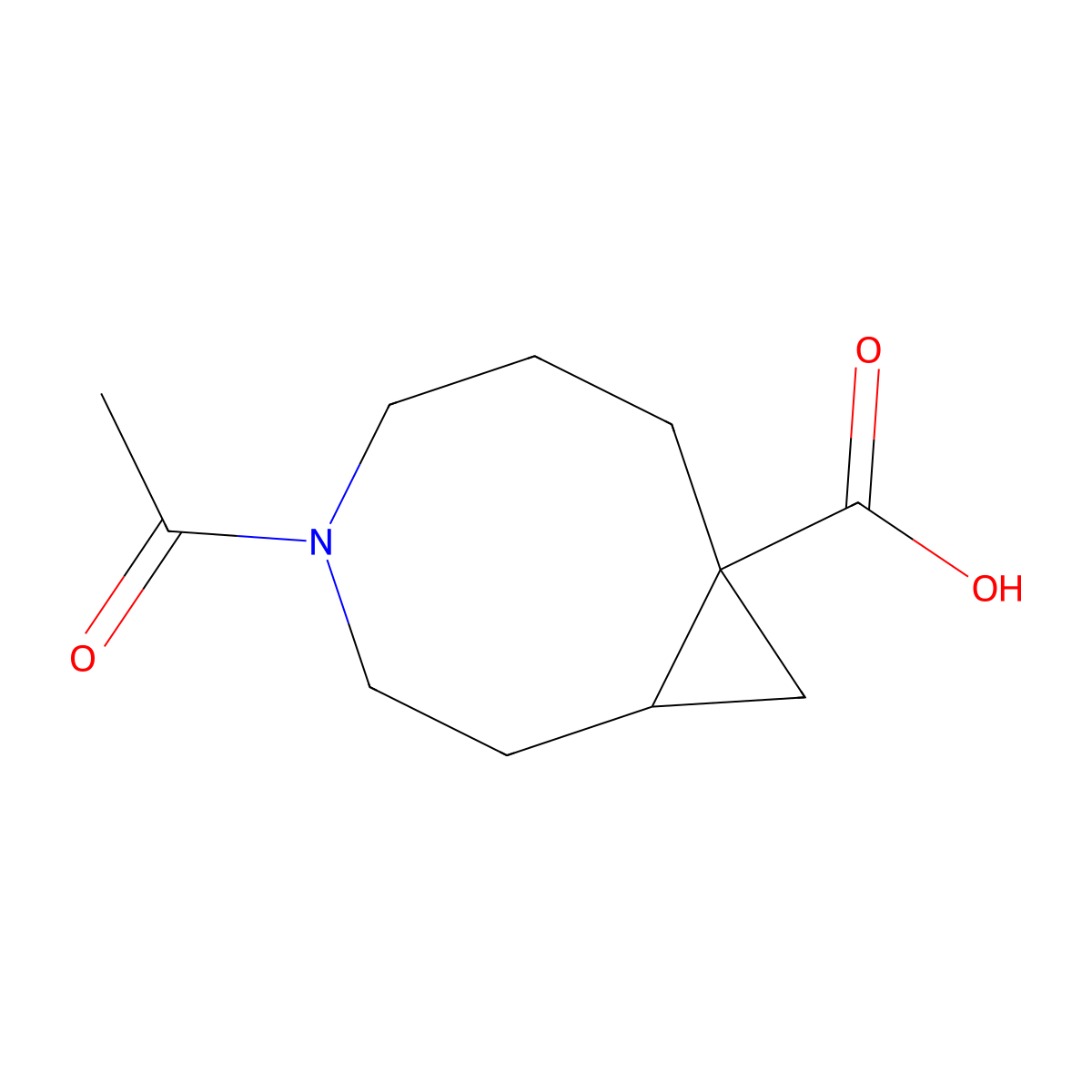4-Acetyl-4-azabicyclo[6.1.0]nonane-8-carboxylic acid molecular structure, CAS 2680837-82-3