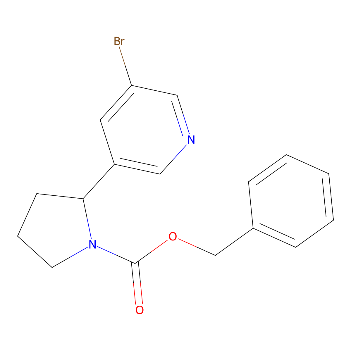 Benzyl 2-(5-bromopyridin-3-yl)pyrrolidine-1-carboxylate molecular structure, CAS 2680837-85-6
