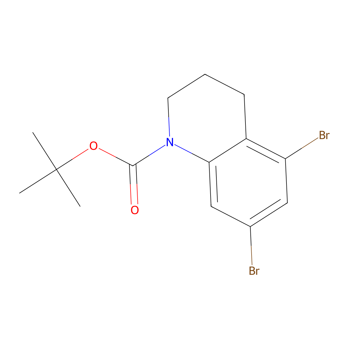 Tert-butyl 5,7-dibromo-1,2,3,4-tetrahydroquinoline-1-carboxylate molecular structure, CAS 2680837-90-3