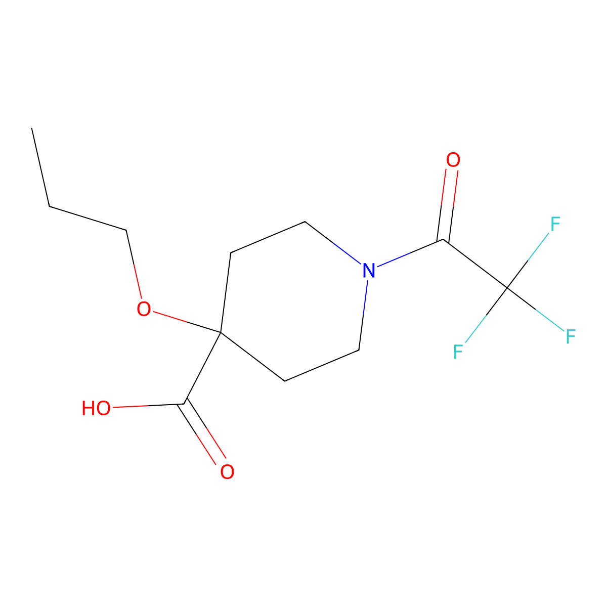 4-Propoxy-1-(2,2,2-trifluoroacetyl)piperidine-4-carboxylic acid molecular structure, CAS 2680837-94-7