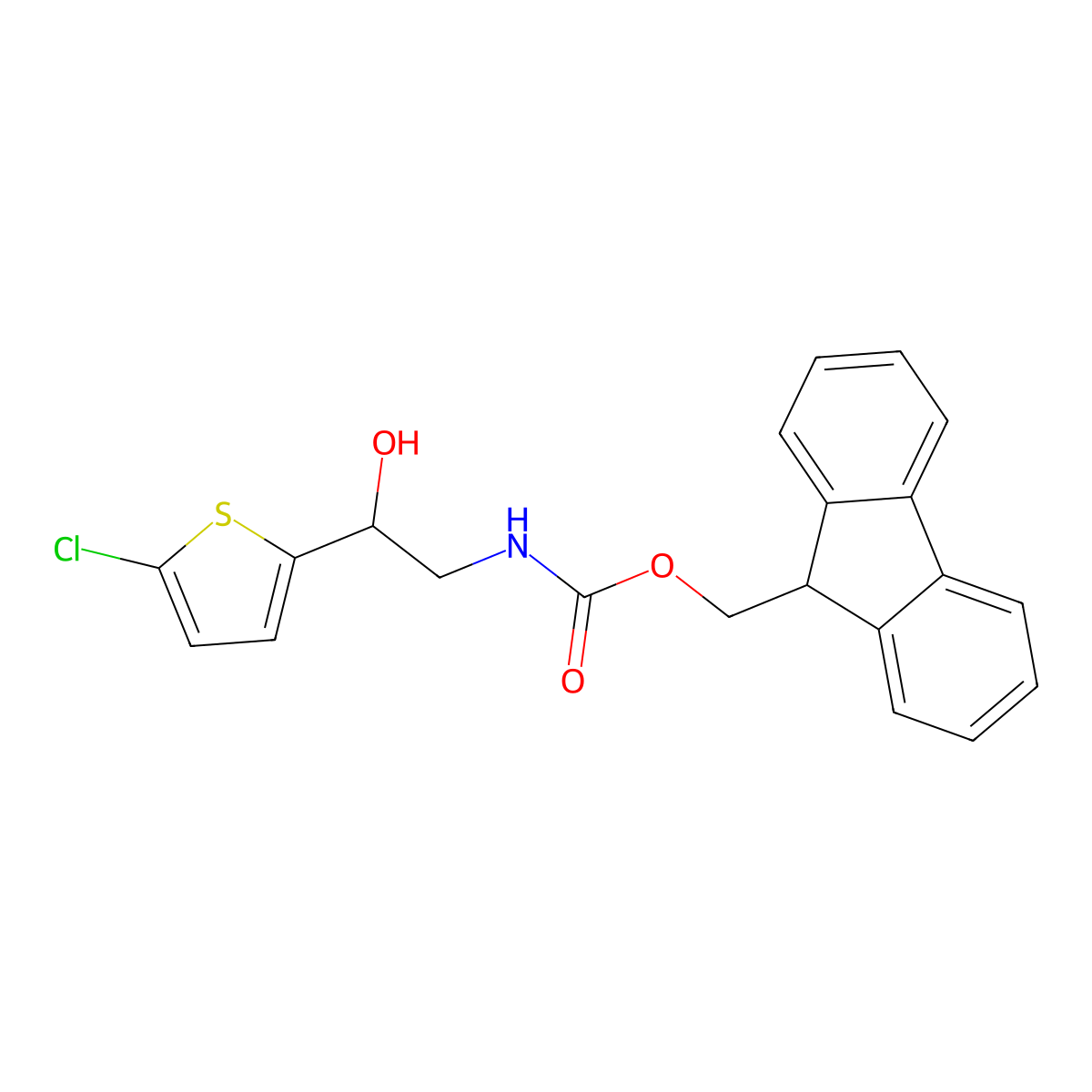 (9H-fluoren-9-yl)methyl N-[2-(5-chlorothiophen-2-yl)-2-hydroxyethyl]carbamate molecular structure, CAS 2680838-05-3