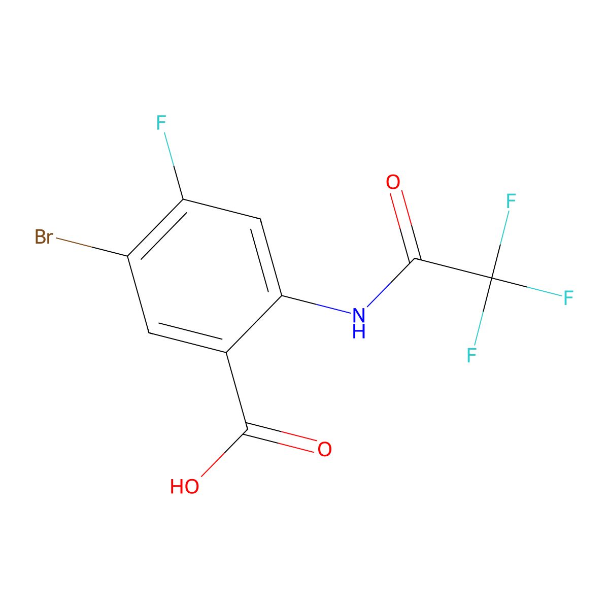 5-Bromo-4-fluoro-2-(2,2,2-trifluoroacetamido)benzoic acid molecular structure, CAS 2680838-08-6