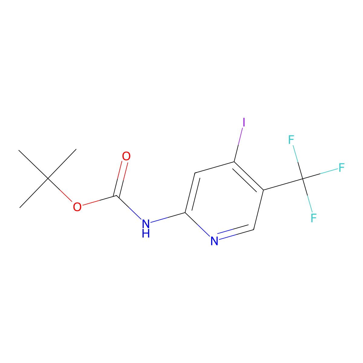 tert-butyl N-[4-iodo-5-(trifluoromethyl)pyridin-2-yl]carbamate molecular structure, CAS 2680838-10-0
