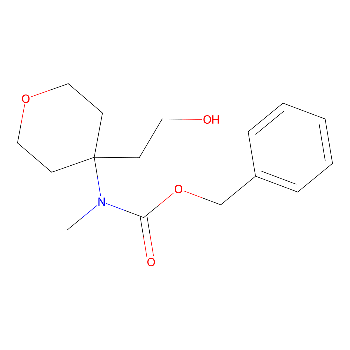benzyl N-[4-(2-hydroxyethyl)oxan-4-yl]-N-methylcarbamate molecular structure, CAS 2680838-12-2