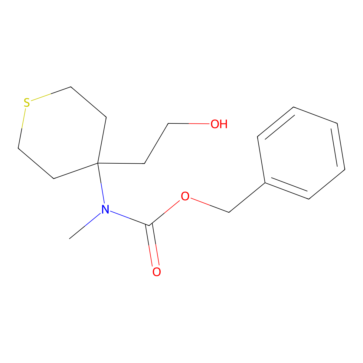 benzyl N-[4-(2-hydroxyethyl)thian-4-yl]-N-methylcarbamate molecular structure, CAS 2680838-13-3
