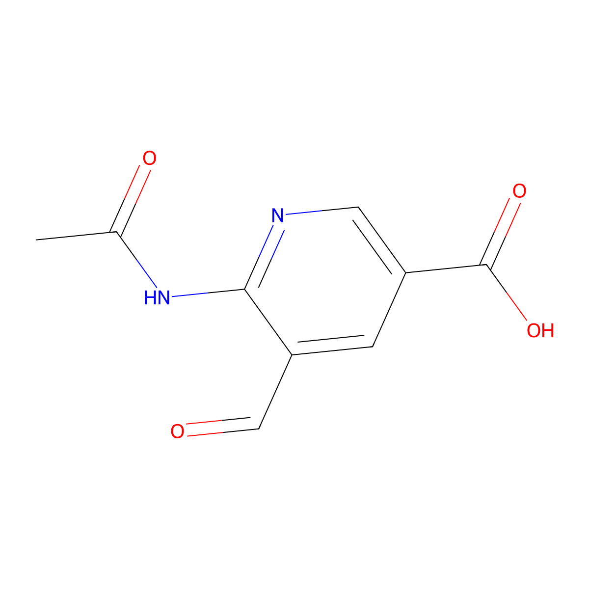 6-Acetamido-5-formylpyridine-3-carboxylic acid molecular structure, CAS 2680838-23-5