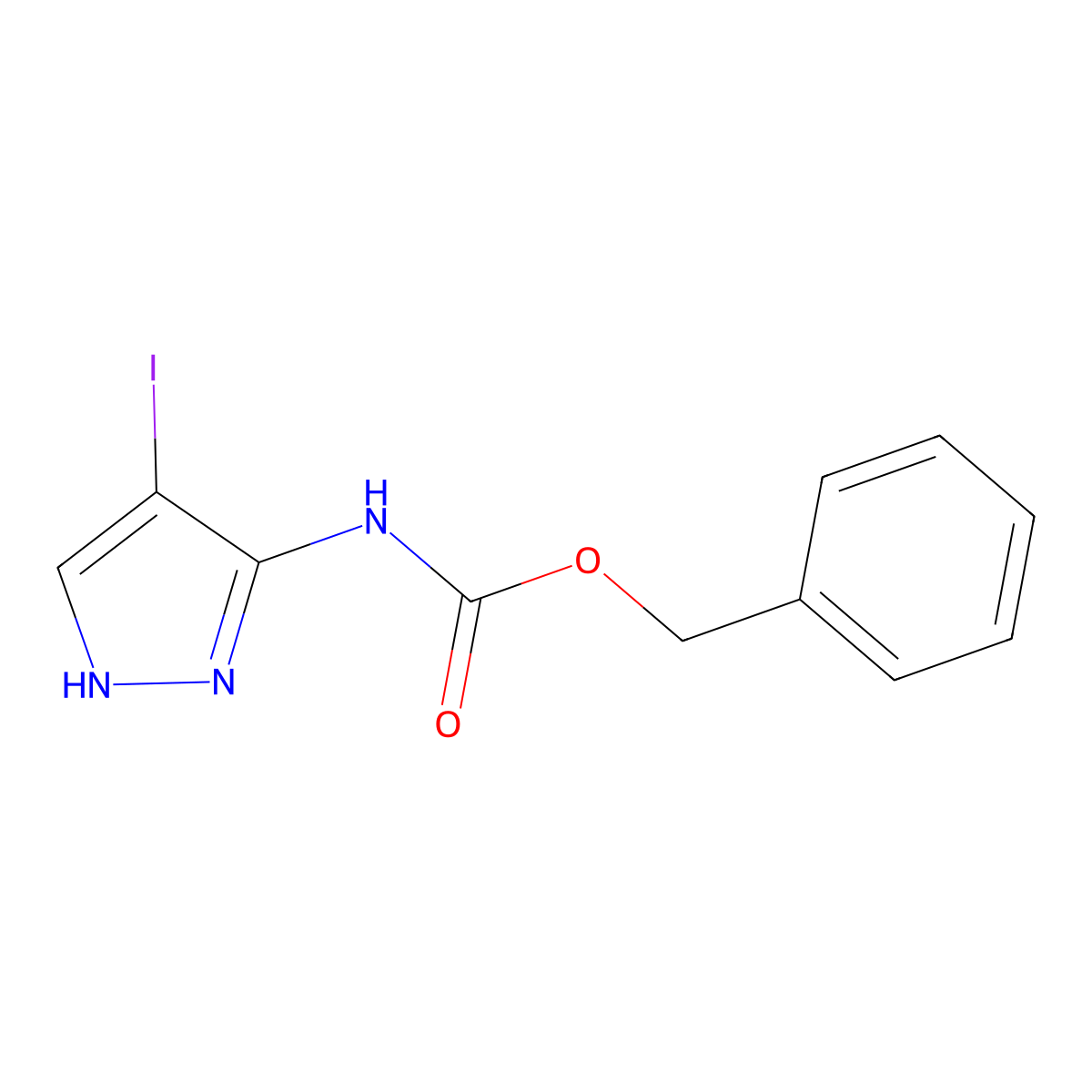 benzyl N-(4-iodo-1H-pyrazol-3-yl)carbamate molecular structure, CAS 2680838-30-4