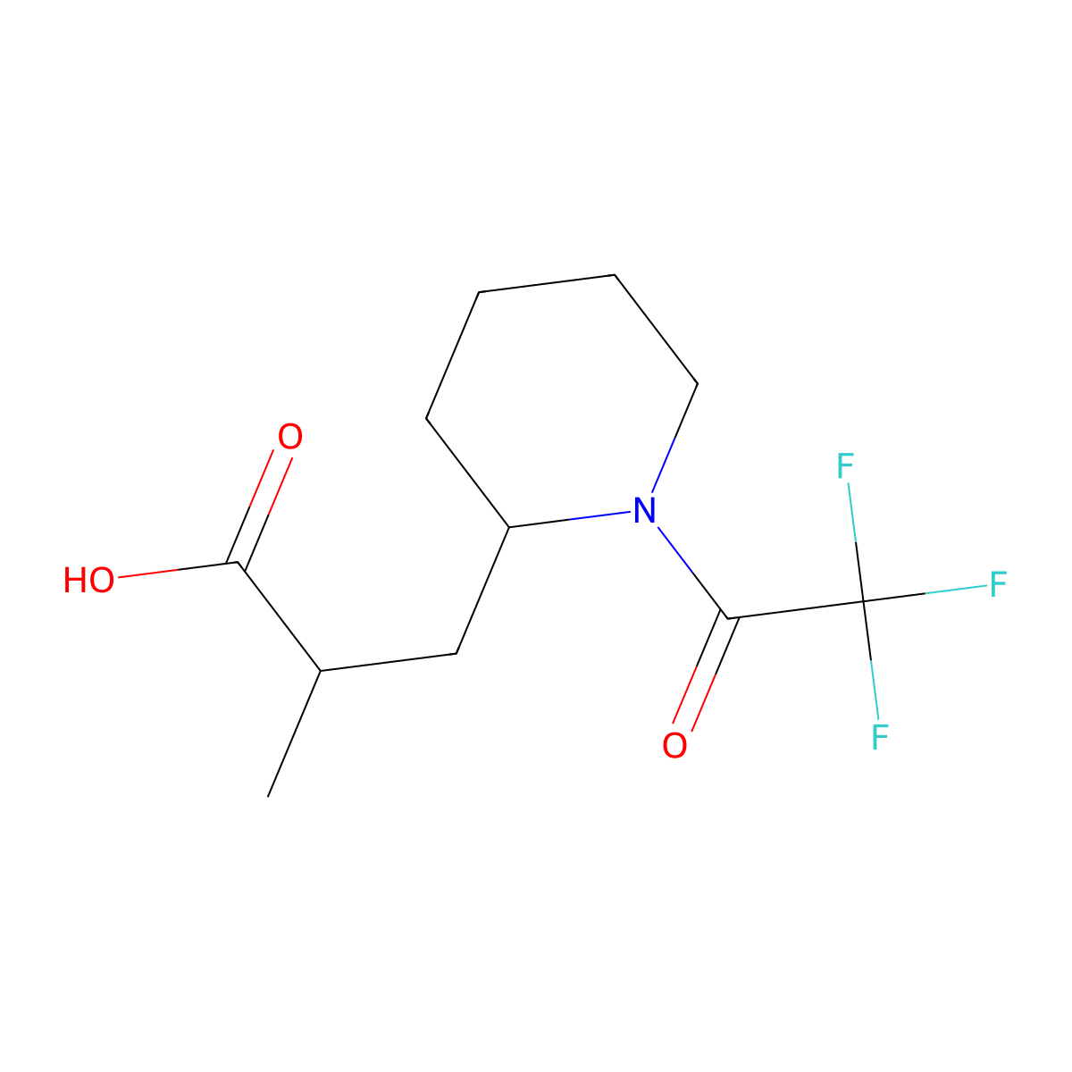 2-Methyl-3-[1-(2,2,2-trifluoroacetyl)piperidin-2-yl]propanoic acid molecular structure, CAS 2680838-38-2