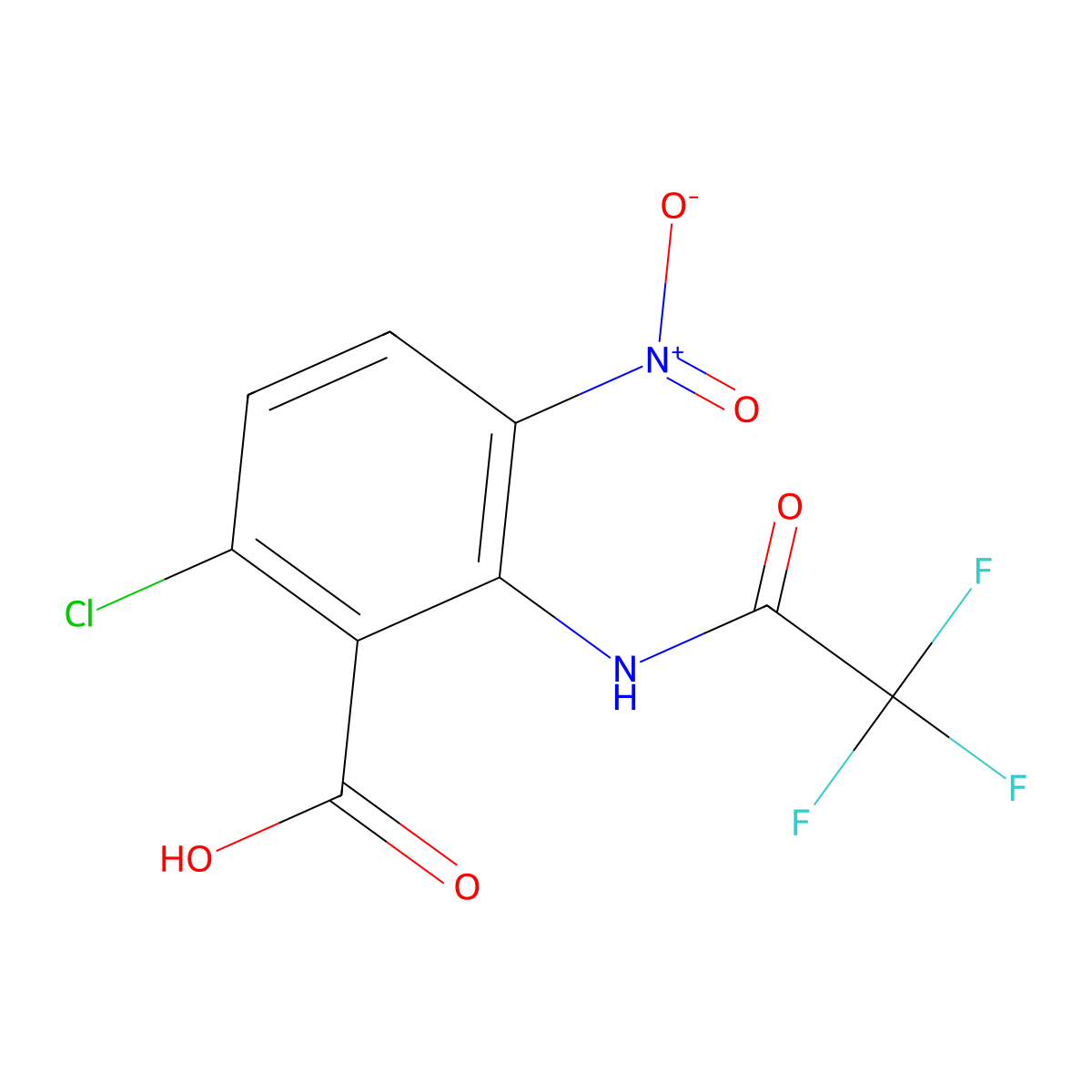 6-Chloro-3-nitro-2-(2,2,2-trifluoroacetamido)benzoic acid molecular structure, CAS 2680838-42-8