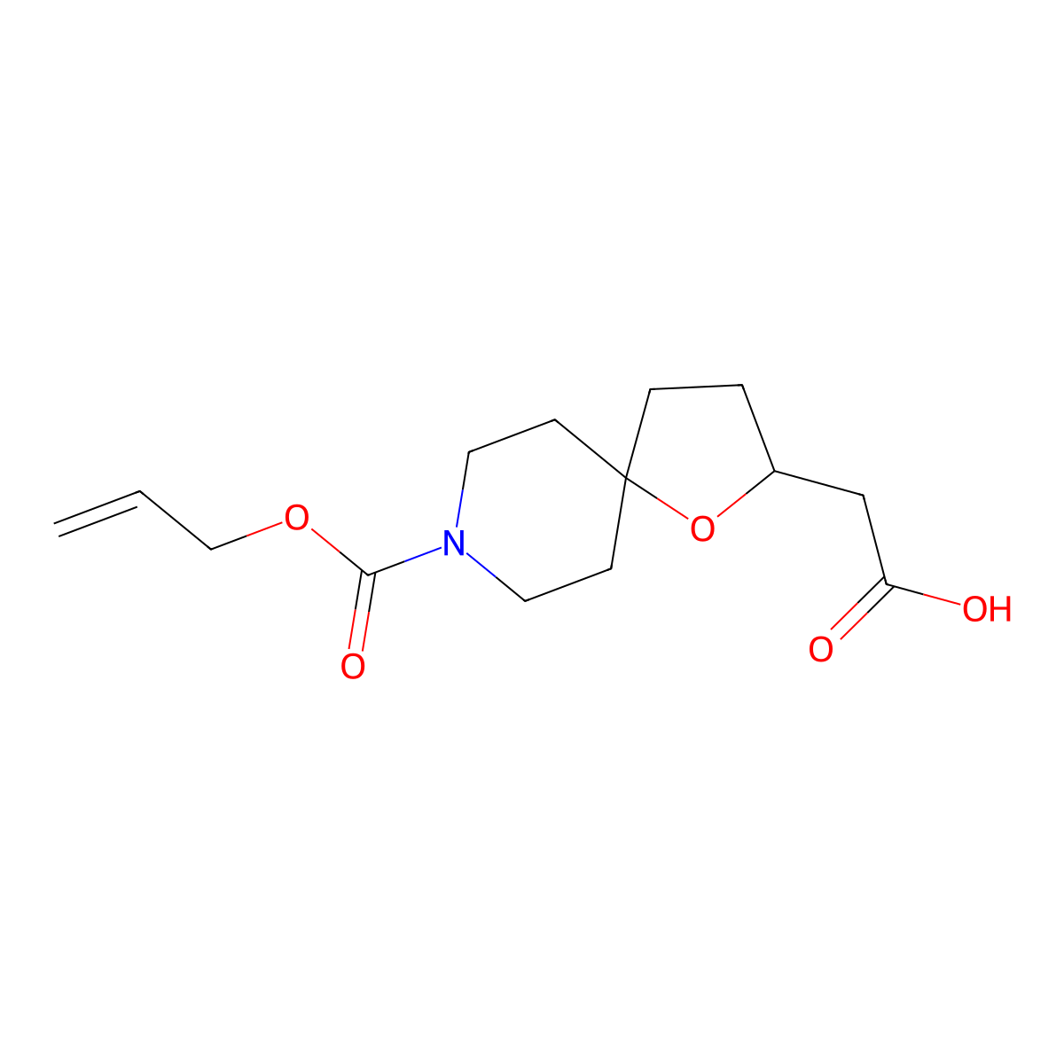 2-{8-[(Prop-2-en-1-yloxy)carbonyl]-1-oxa-8-azaspiro[4.5]decan-2-yl}acetic acid molecular structure, CAS 2680838-56-4