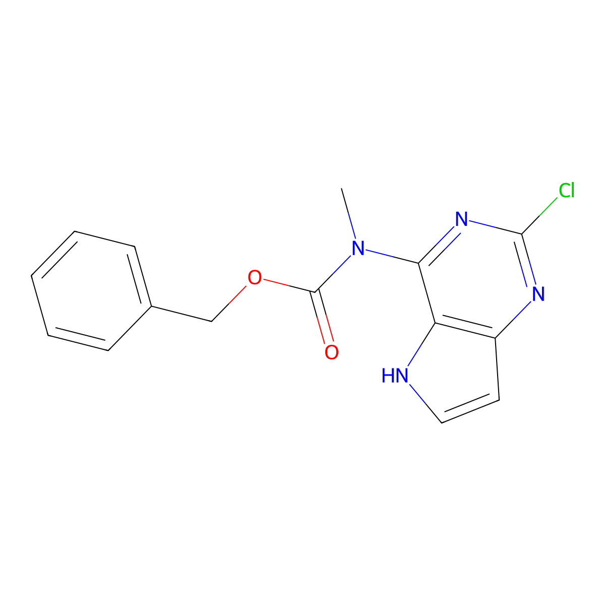 benzyl N-{2-chloro-5H-pyrrolo[3,2-d]pyrimidin-4-yl}-N-methylcarbamate molecular structure, CAS 2680838-58-6