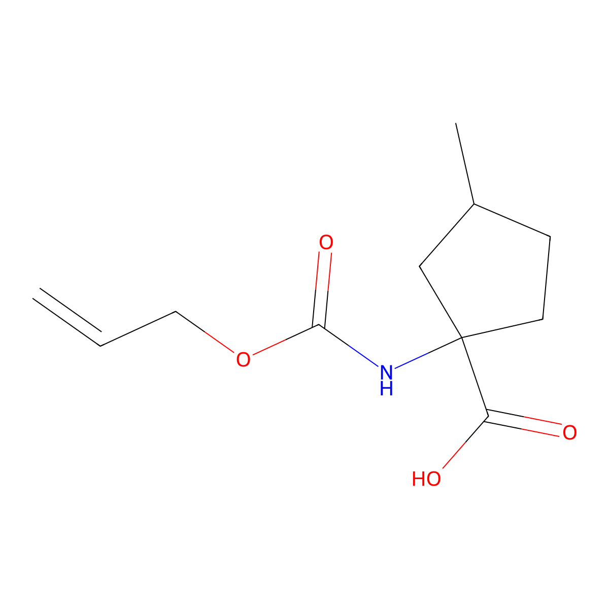 3-Methyl-1-{[(prop-2-en-1-yloxy)carbonyl]amino}cyclopentane-1-carboxylic acid molecular structure, CAS 2680838-62-2
