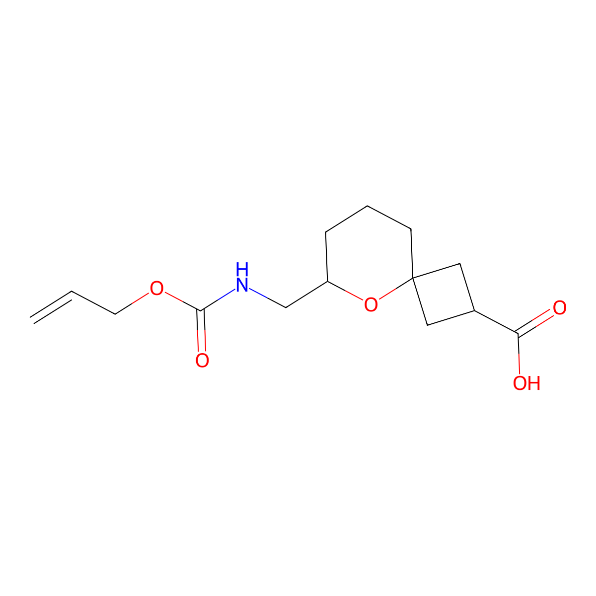 6-({[(Prop-2-en-1-yloxy)carbonyl]amino}methyl)-5-oxaspiro[3.5]nonane-2-carboxylic acid molecular structure, CAS 2680838-63-3