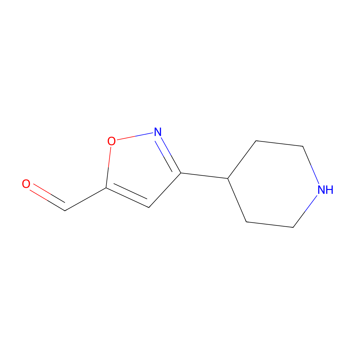 3-(Piperidin-4-yl)-1,2-oxazole-5-carbaldehyde molecular structure, CAS 2680838-67-7