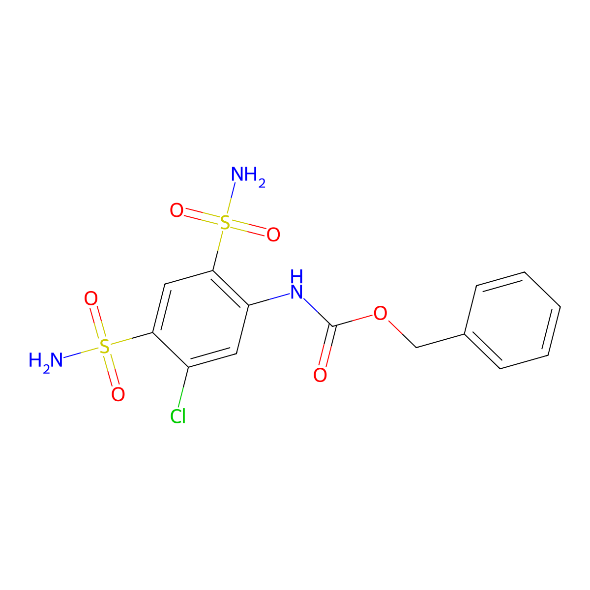 benzyl N-(5-chloro-2,4-disulfamoylphenyl)carbamate molecular structure, CAS 2680838-79-1
