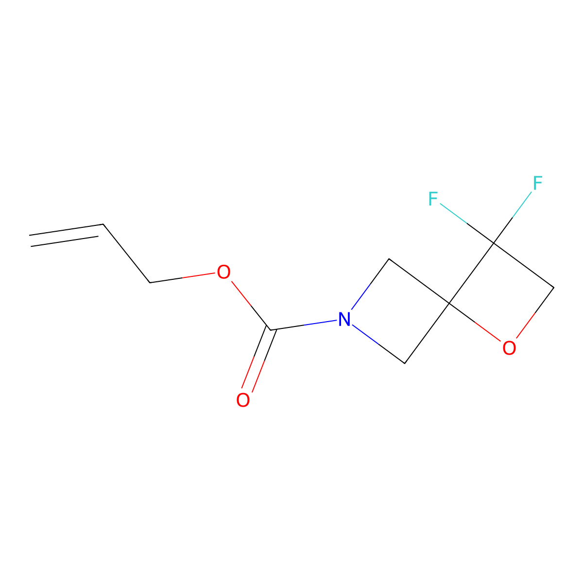 Prop-2-en-1-yl 3,3-difluoro-1-oxa-6-azaspiro[3.3]heptane-6-carboxylate molecular structure, CAS 2680838-89-3