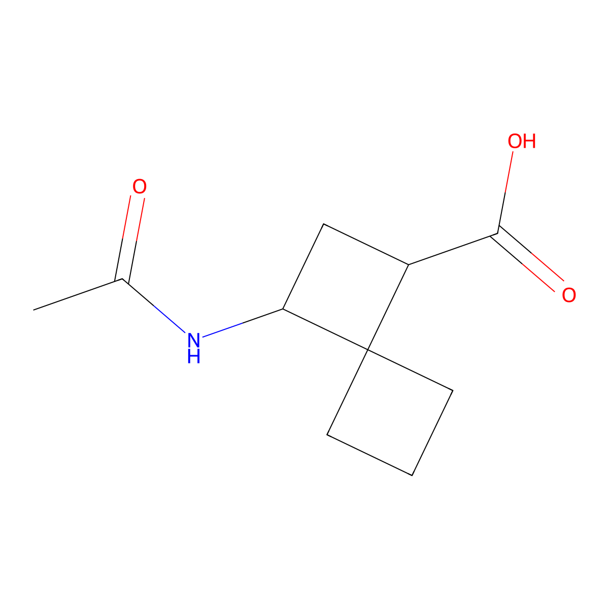 3-Acetamidospiro[3.3]heptane-1-carboxylic acid molecular structure, CAS 2680838-90-6