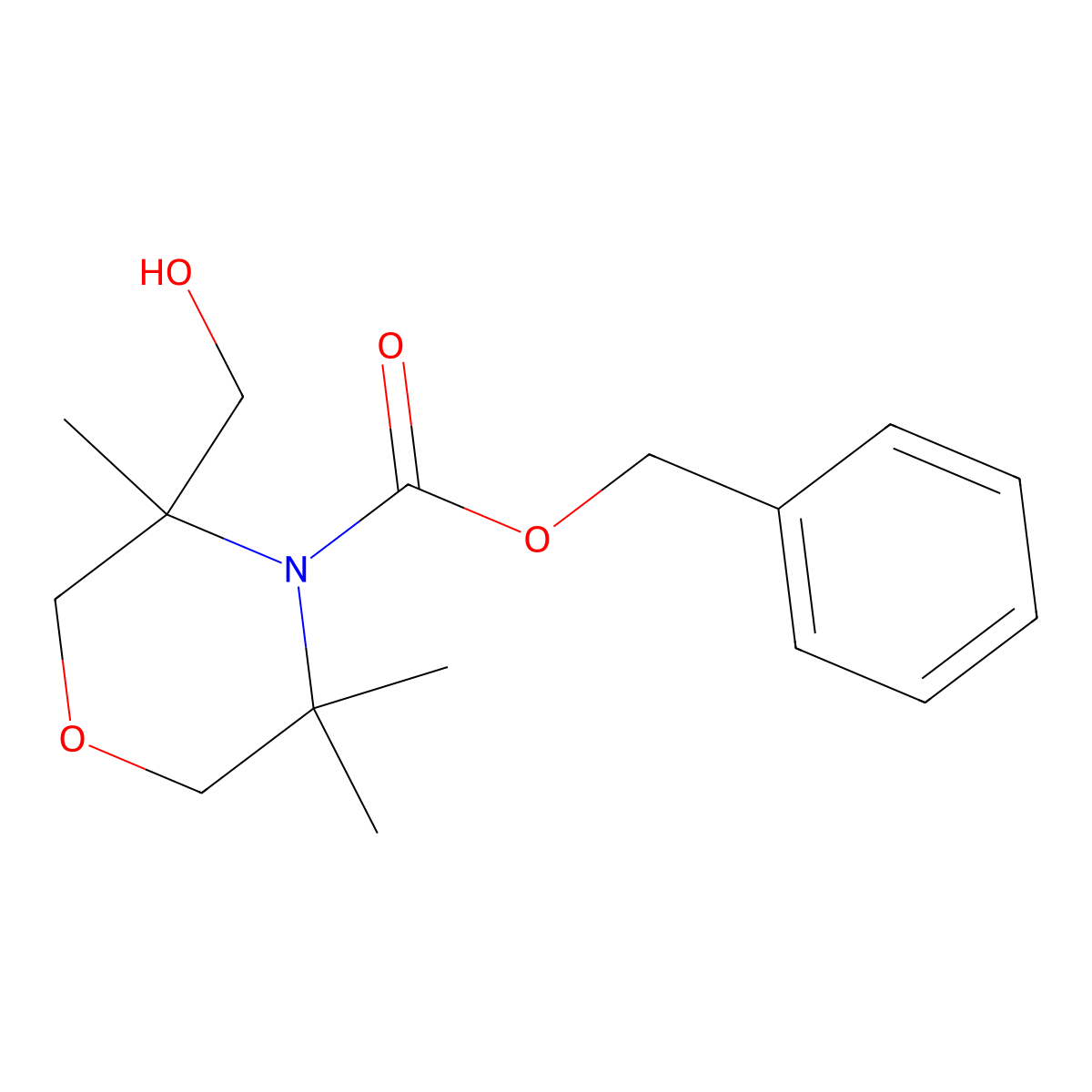 Benzyl 3-(hydroxymethyl)-3,5,5-trimethylmorpholine-4-carboxylate molecular structure, CAS 2680838-91-7
