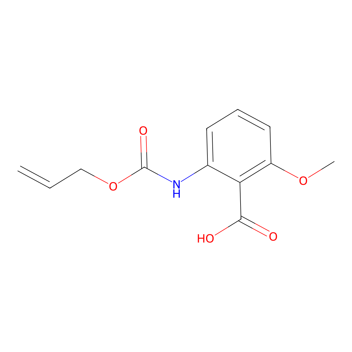 2-Methoxy-6-{[(prop-2-en-1-yloxy)carbonyl]amino}benzoic acid molecular structure, CAS 2680838-93-9
