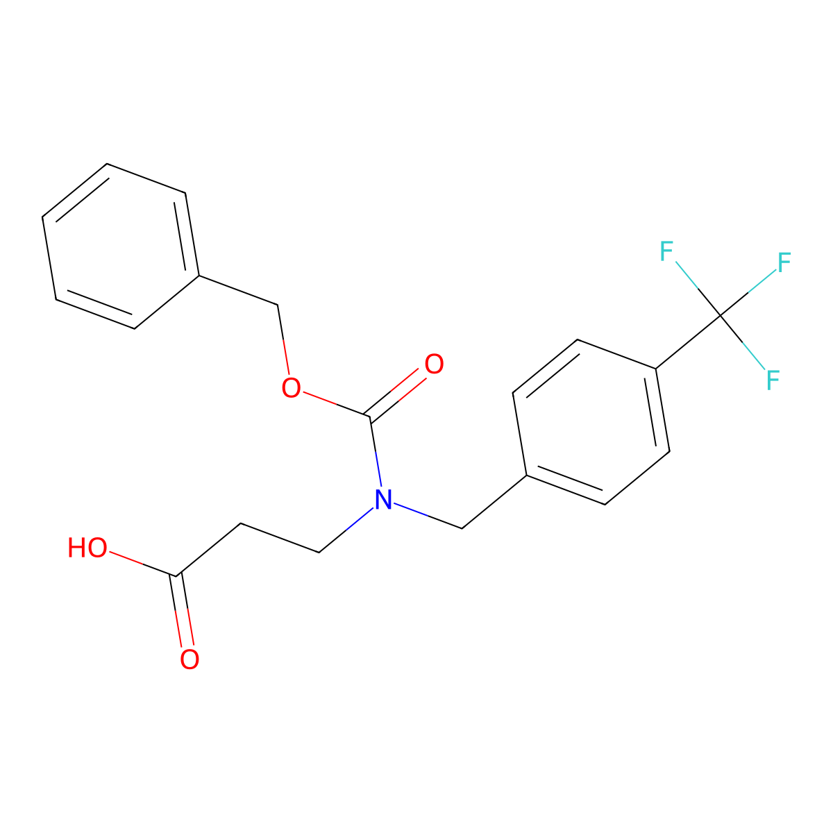 3-{[(Benzyloxy)carbonyl]({[4-(trifluoromethyl)phenyl]methyl})amino}propanoic acid molecular structure, CAS 2680838-96-2