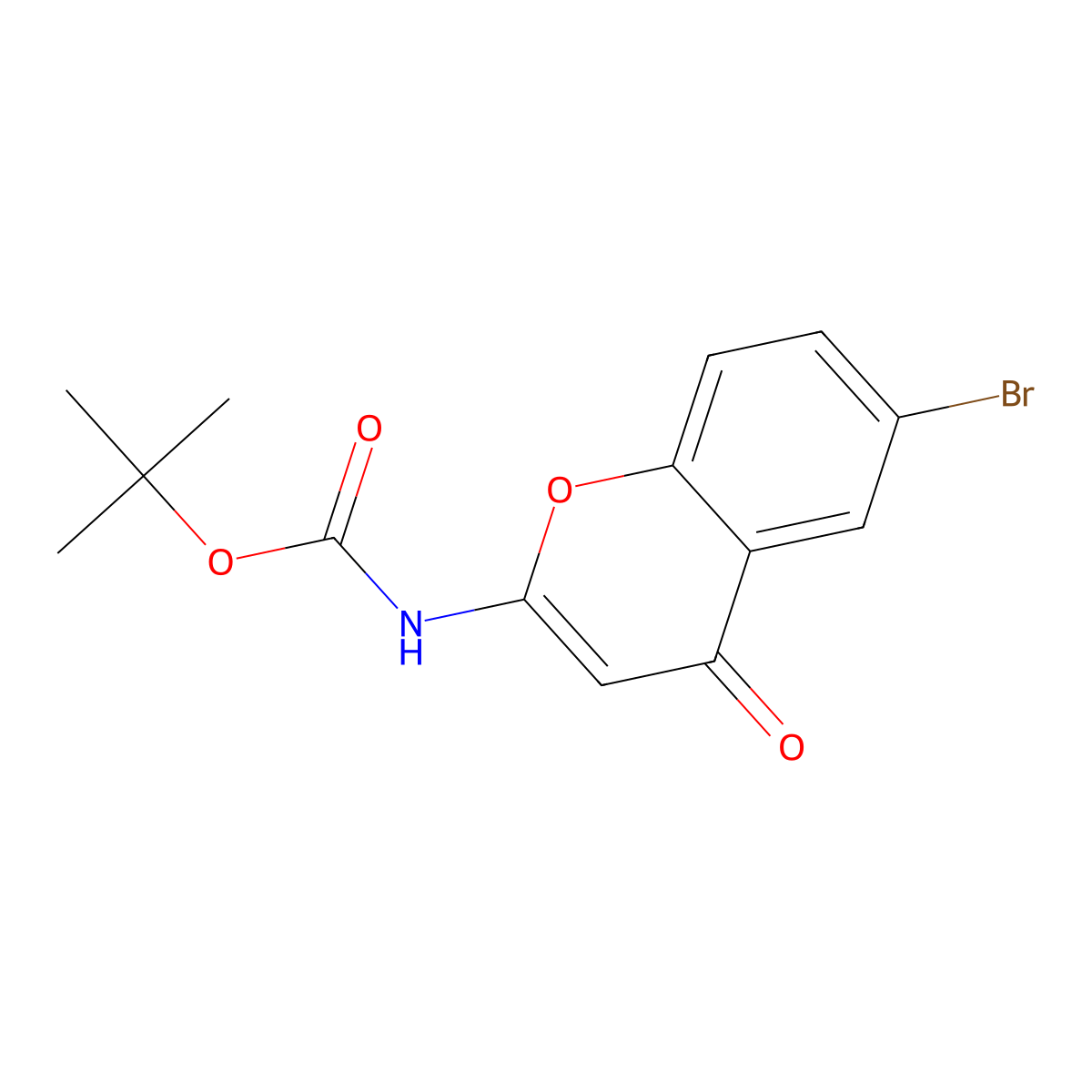 tert-butyl N-(6-bromo-4-oxo-4H-chromen-2-yl)carbamate molecular structure, CAS 2680839-07-8