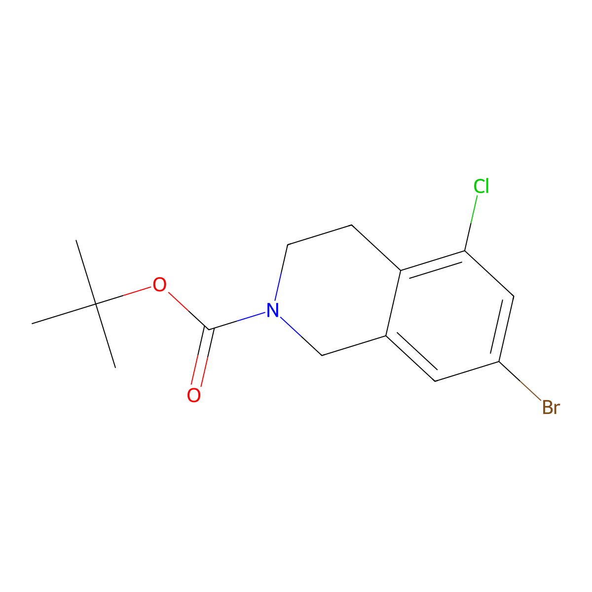 Tert-butyl 7-bromo-5-chloro-1,2,3,4-tetrahydroisoquinoline-2-carboxylate molecular structure, CAS 2680839-14-7