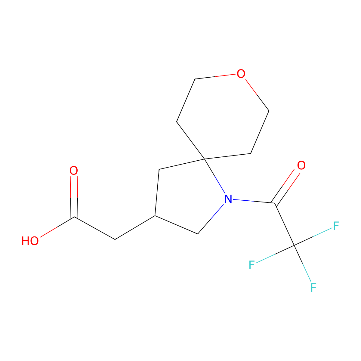 2-[1-(2,2,2-Trifluoroacetyl)-8-oxa-1-azaspiro[4.5]decan-3-yl]acetic acid molecular structure, CAS 2680839-19-2