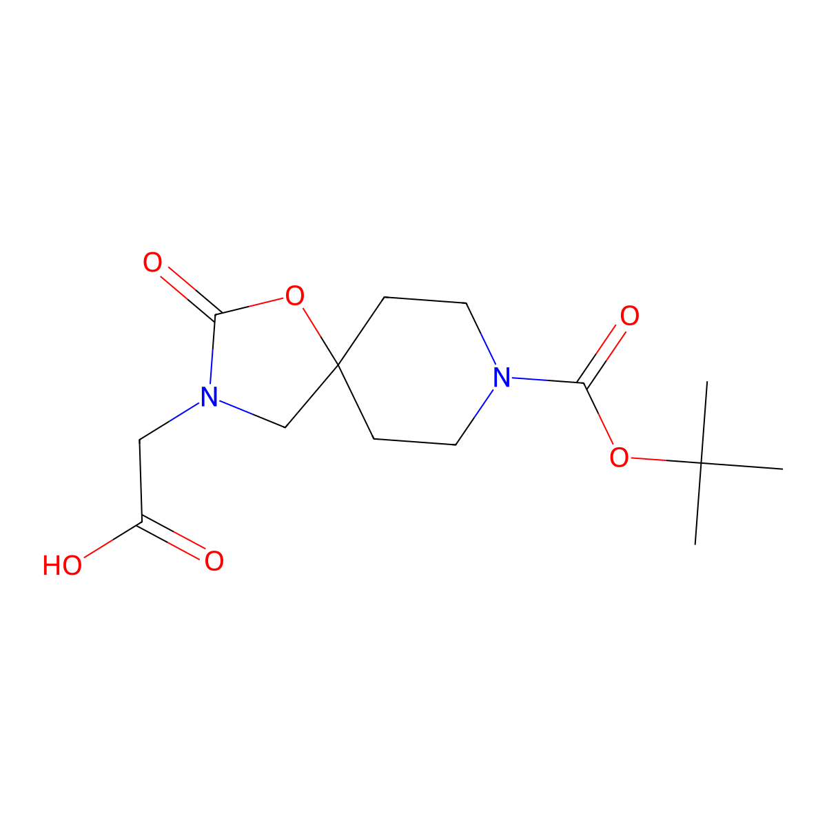 2-{8-[(Tert-butoxy)carbonyl]-2-oxo-1-oxa-3,8-diazaspiro[4.5]decan-3-yl}acetic acid molecular structure, CAS 2680839-23-8