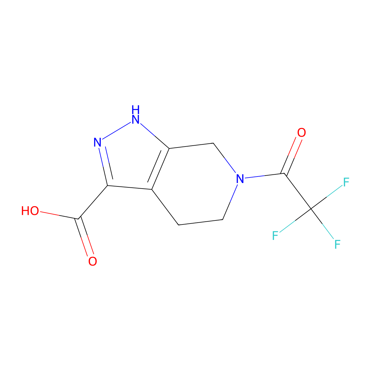 6-(2,2,2-trifluoroacetyl)-1H,4H,5H,6H,7H-pyrazolo[3,4-c]pyridine-3-carboxylic acid molecular structure, CAS 2680839-31-8