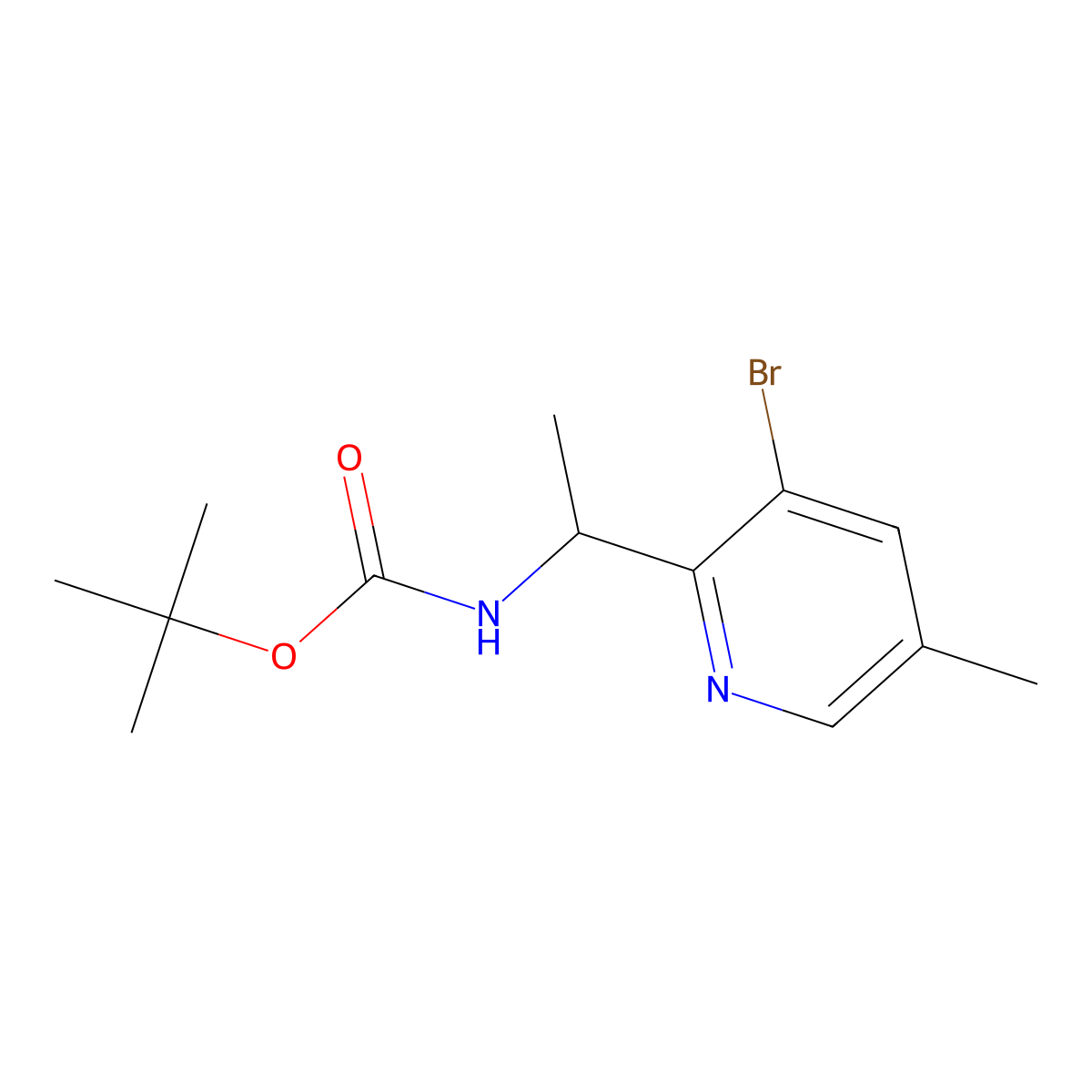 tert-butyl N-[1-(3-bromo-5-methylpyridin-2-yl)ethyl]carbamate molecular structure, CAS 2680839-33-0