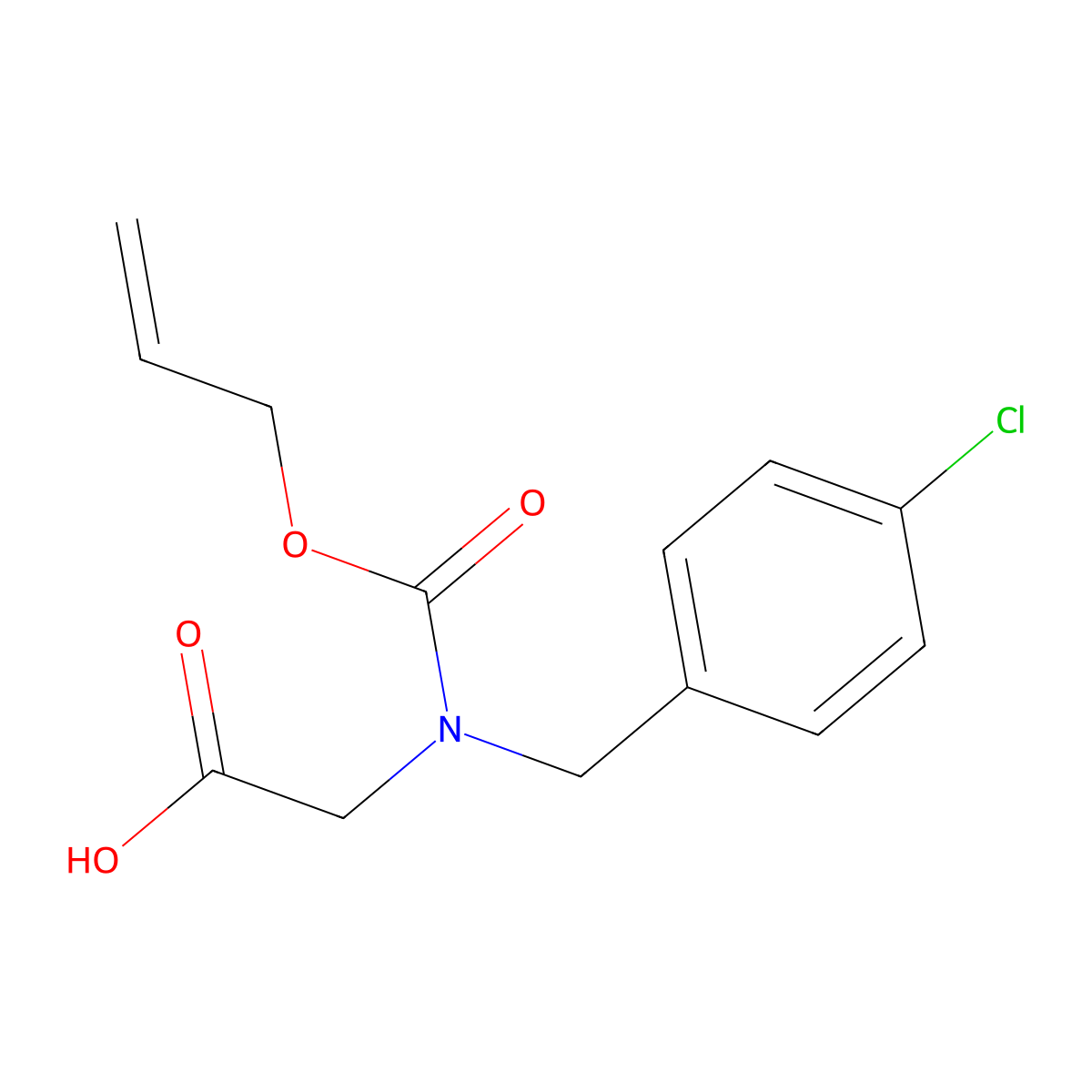 2-{[(4-Chlorophenyl)methyl][(prop-2-en-1-yloxy)carbonyl]amino}acetic acid molecular structure, CAS 2680839-39-6