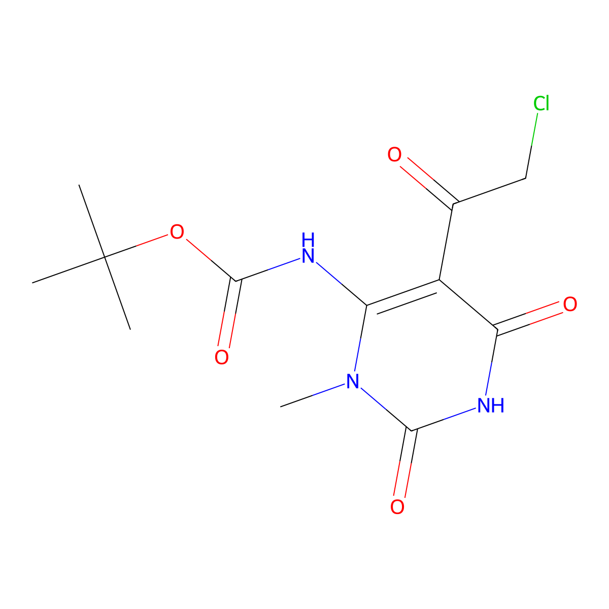 tert-butyl N-[5-(2-chloroacetyl)-3-methyl-2,6-dioxo-1,2,3,6-tetrahydropyrimidin-4-yl]carbamate molecular structure, CAS 2680839-42-1