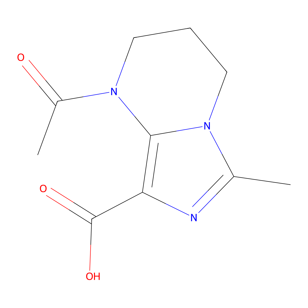 1-acetyl-6-methyl-1H,2H,3H,4H-imidazo[1,5-a]pyrimidine-8-carboxylic acid molecular structure, CAS 2680839-49-8