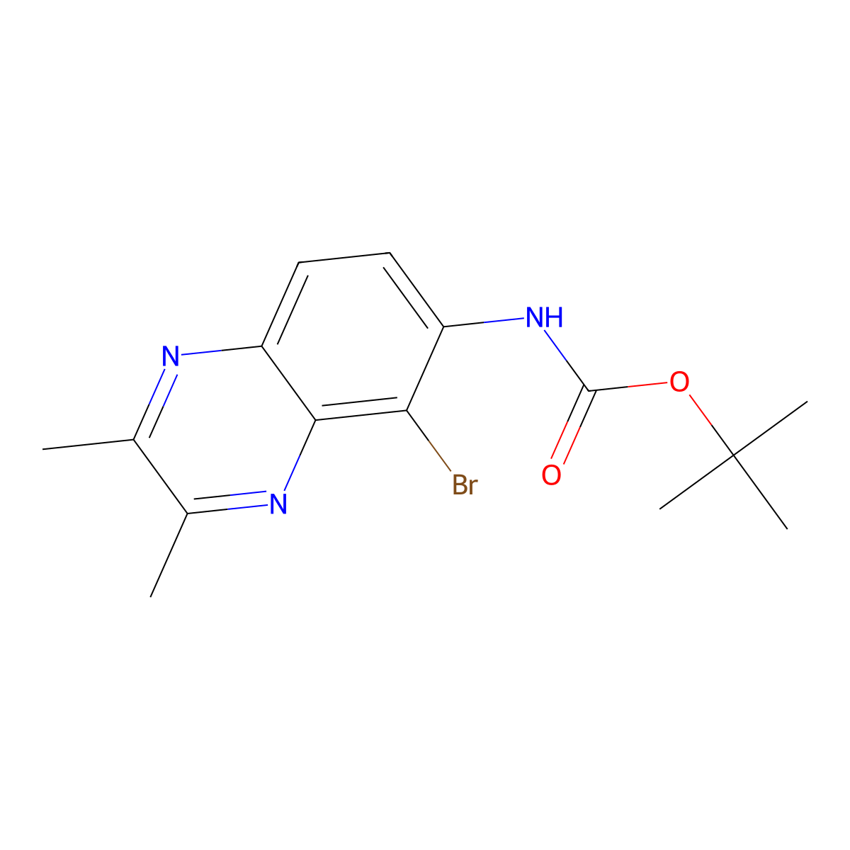 tert-butyl N-(5-bromo-2,3-dimethylquinoxalin-6-yl)carbamate molecular structure, CAS 2680839-66-9